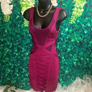 LIKE NEW - BEBE Bandage Lace-Up Mini Dress (Size XS)
